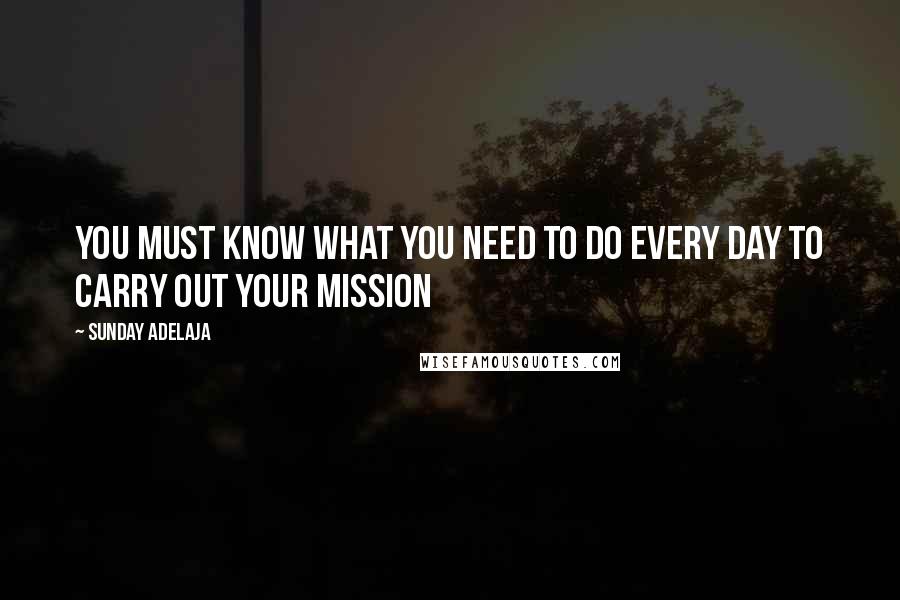 Sunday Adelaja Quotes: You must know what you need to do every day to carry out your mission