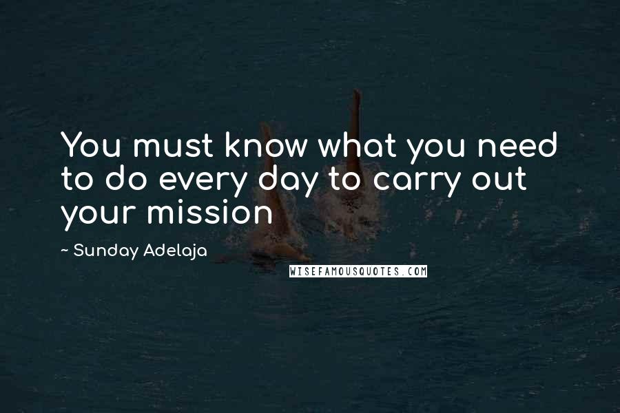 Sunday Adelaja Quotes: You must know what you need to do every day to carry out your mission