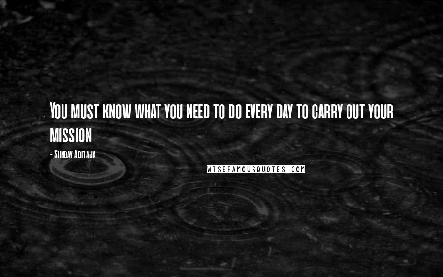 Sunday Adelaja Quotes: You must know what you need to do every day to carry out your mission