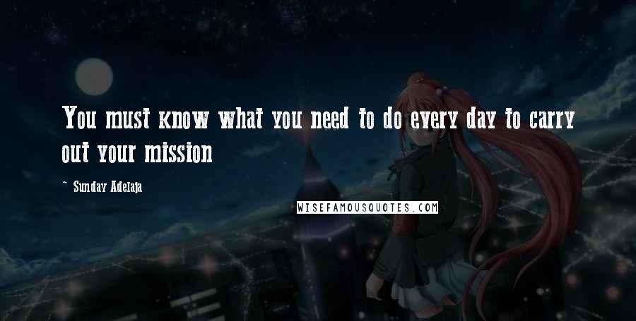 Sunday Adelaja Quotes: You must know what you need to do every day to carry out your mission