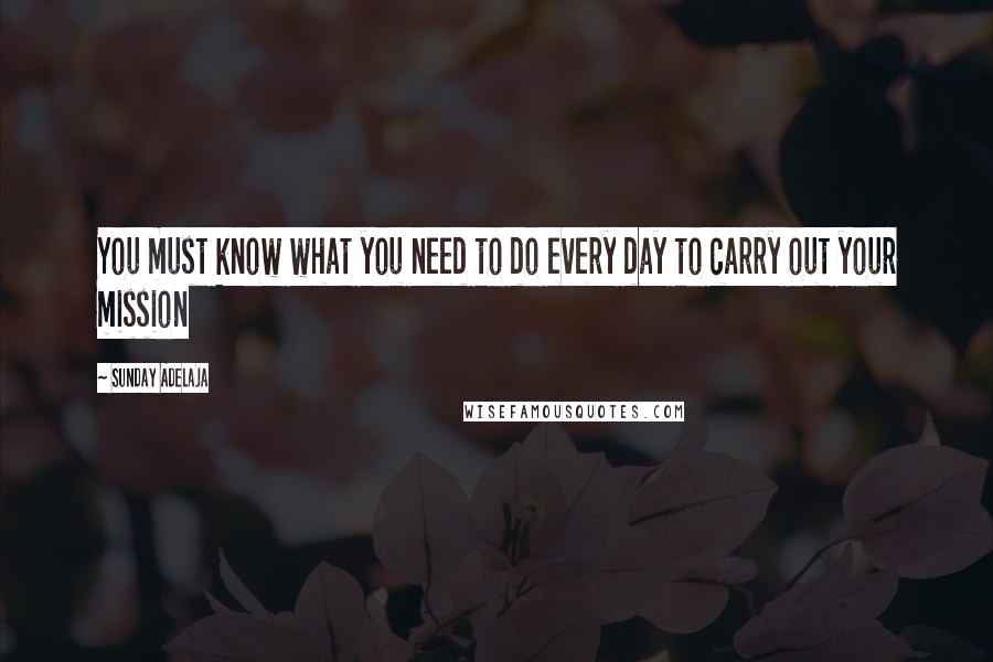 Sunday Adelaja Quotes: You must know what you need to do every day to carry out your mission