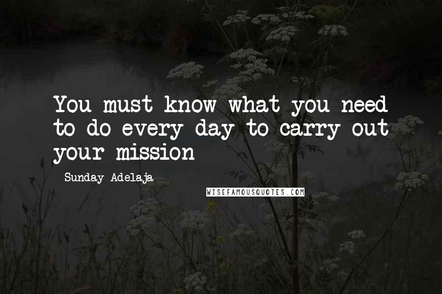 Sunday Adelaja Quotes: You must know what you need to do every day to carry out your mission