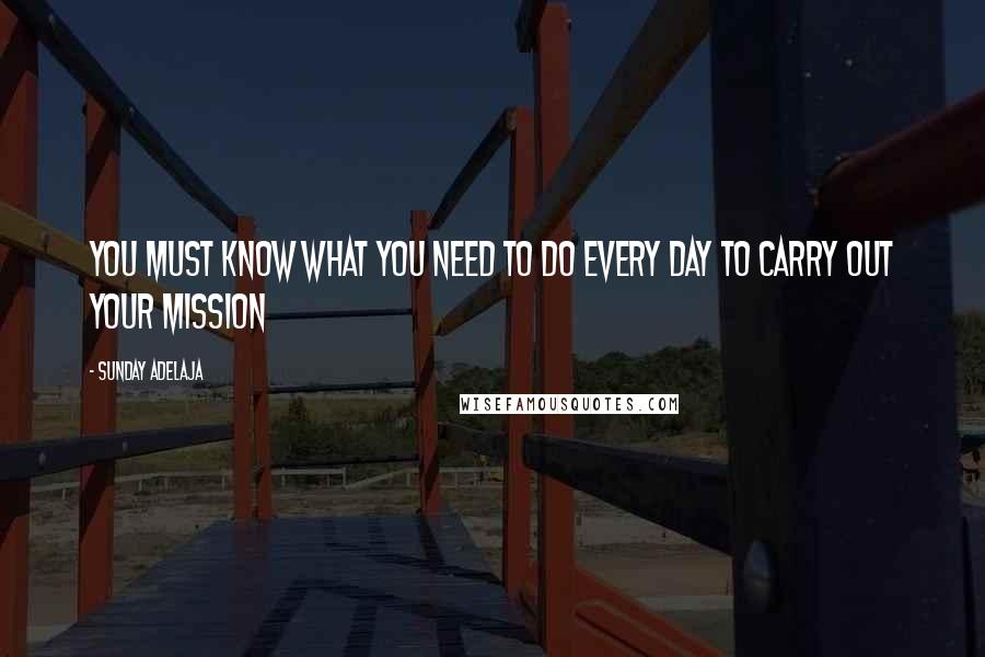 Sunday Adelaja Quotes: You must know what you need to do every day to carry out your mission