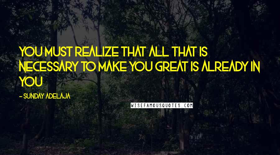 Sunday Adelaja Quotes: You must realize that all that is necessary to make you great is already in you