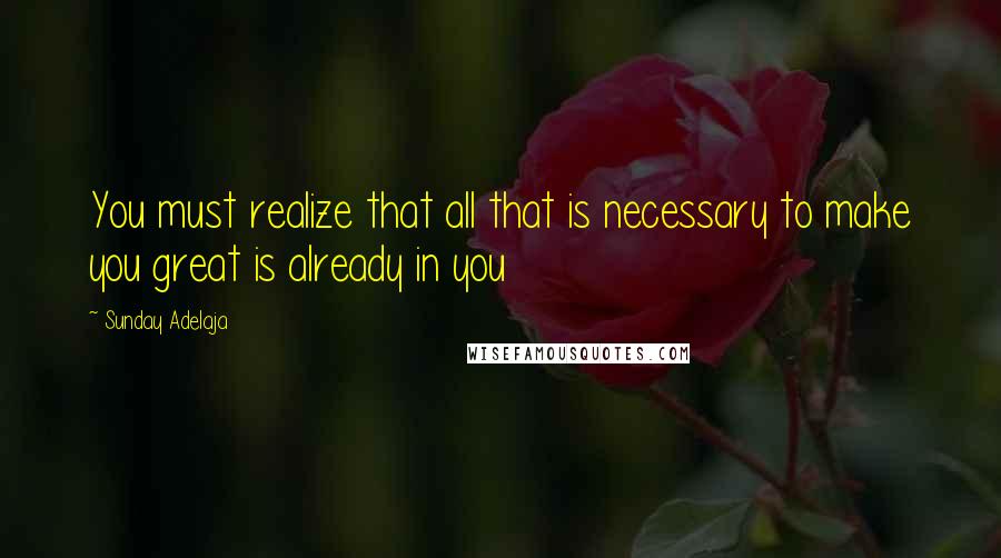 Sunday Adelaja Quotes: You must realize that all that is necessary to make you great is already in you