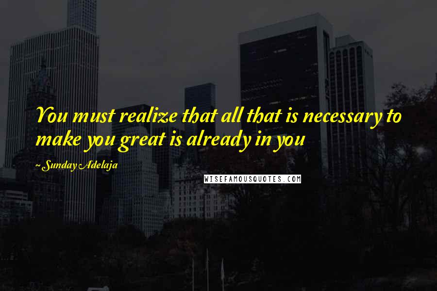 Sunday Adelaja Quotes: You must realize that all that is necessary to make you great is already in you