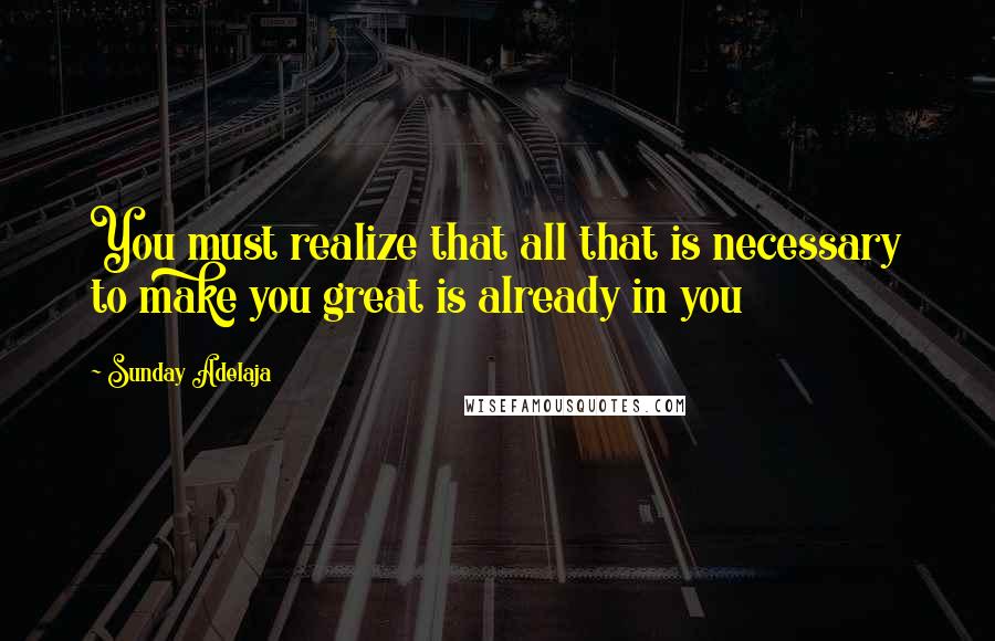 Sunday Adelaja Quotes: You must realize that all that is necessary to make you great is already in you