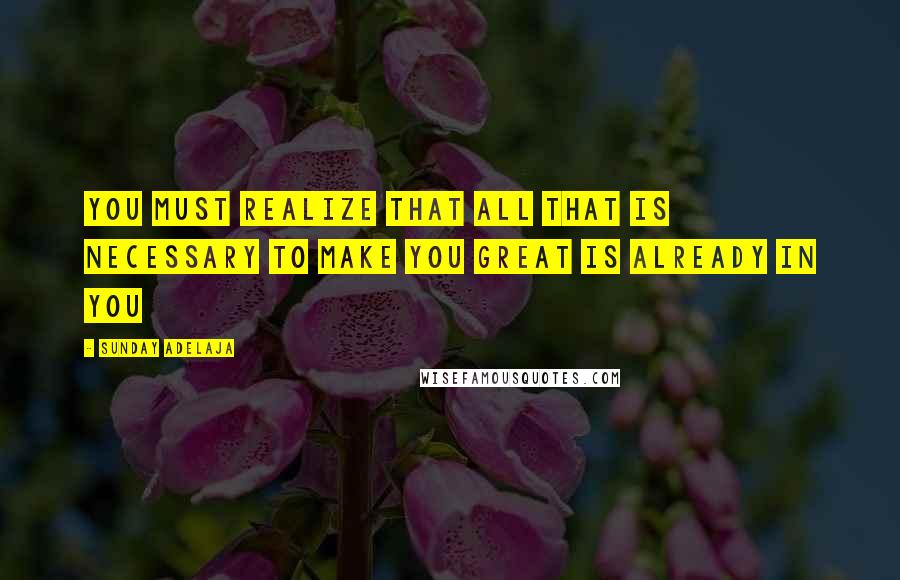 Sunday Adelaja Quotes: You must realize that all that is necessary to make you great is already in you