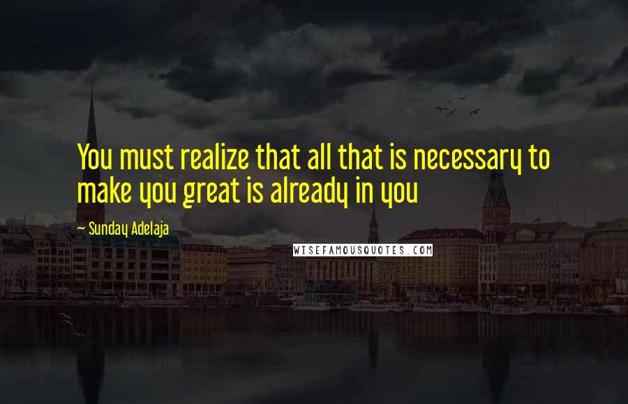 Sunday Adelaja Quotes: You must realize that all that is necessary to make you great is already in you