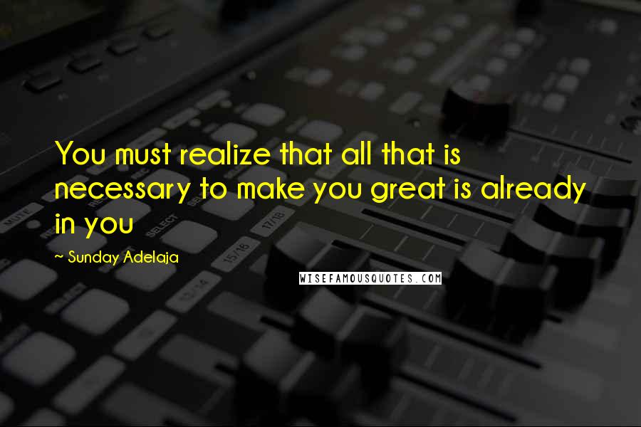 Sunday Adelaja Quotes: You must realize that all that is necessary to make you great is already in you