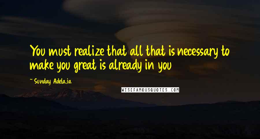 Sunday Adelaja Quotes: You must realize that all that is necessary to make you great is already in you