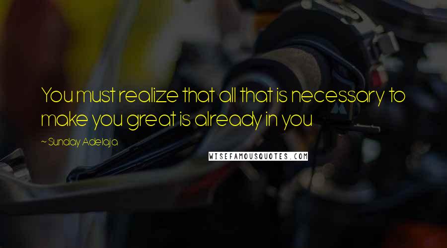 Sunday Adelaja Quotes: You must realize that all that is necessary to make you great is already in you