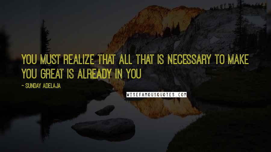 Sunday Adelaja Quotes: You must realize that all that is necessary to make you great is already in you