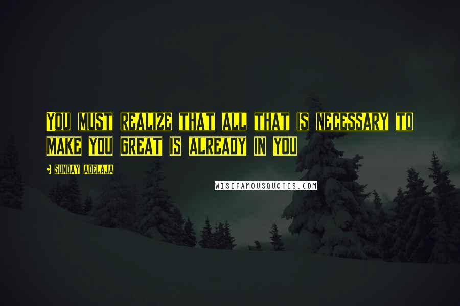 Sunday Adelaja Quotes: You must realize that all that is necessary to make you great is already in you