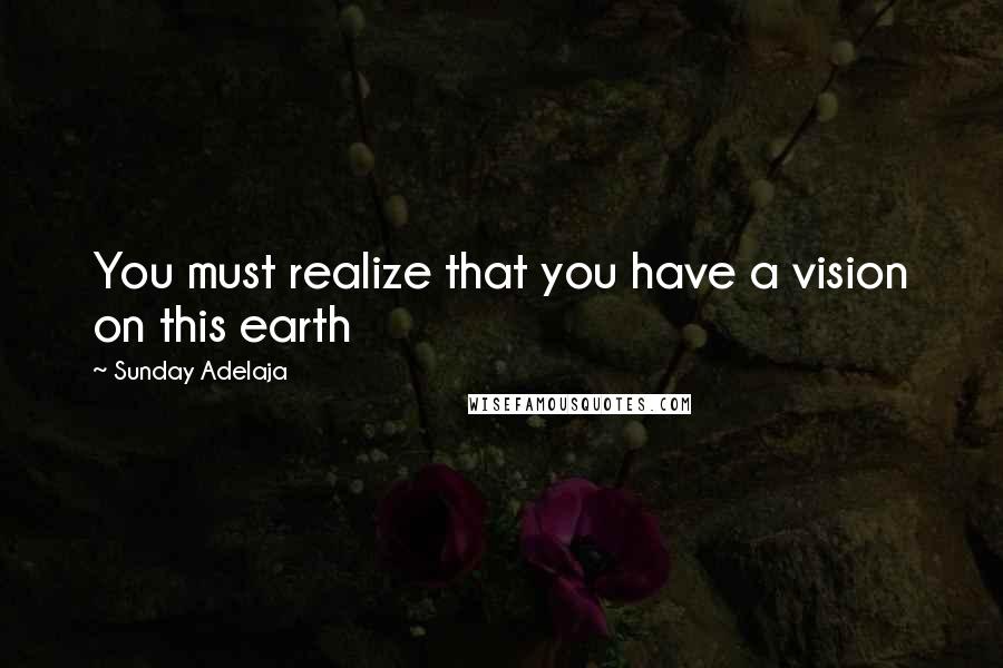 Sunday Adelaja Quotes: You must realize that you have a vision on this earth