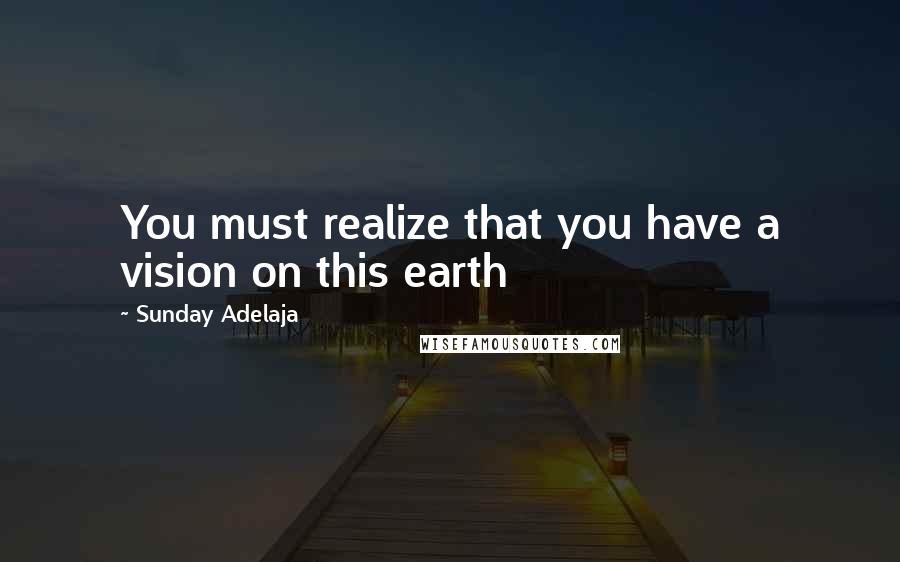 Sunday Adelaja Quotes: You must realize that you have a vision on this earth