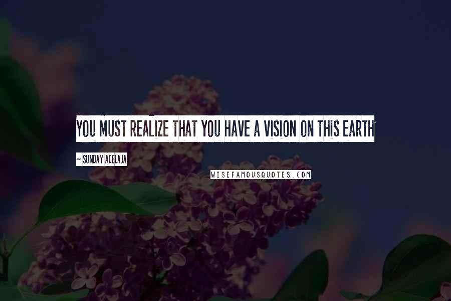 Sunday Adelaja Quotes: You must realize that you have a vision on this earth