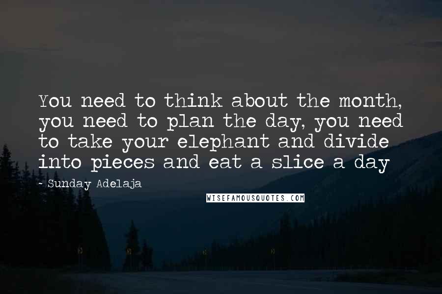 Sunday Adelaja Quotes: You need to think about the month, you need to plan the day, you need to take your elephant and divide into pieces and eat a slice a day