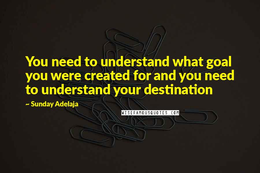 Sunday Adelaja Quotes: You need to understand what goal you were created for and you need to understand your destination