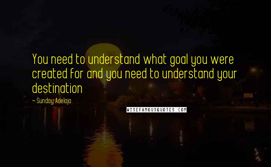 Sunday Adelaja Quotes: You need to understand what goal you were created for and you need to understand your destination