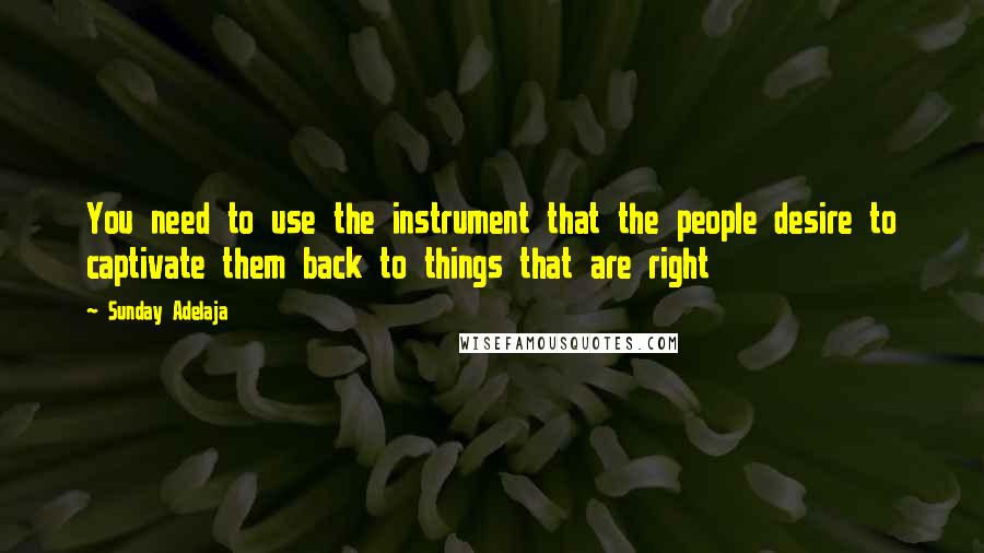 Sunday Adelaja Quotes: You need to use the instrument that the people desire to captivate them back to things that are right