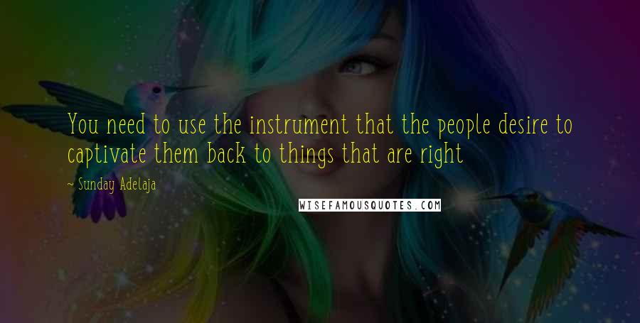 Sunday Adelaja Quotes: You need to use the instrument that the people desire to captivate them back to things that are right