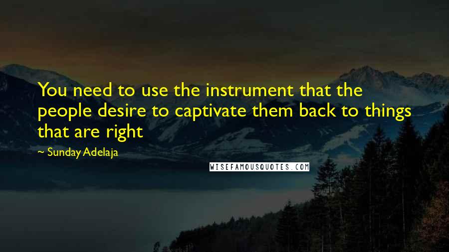 Sunday Adelaja Quotes: You need to use the instrument that the people desire to captivate them back to things that are right