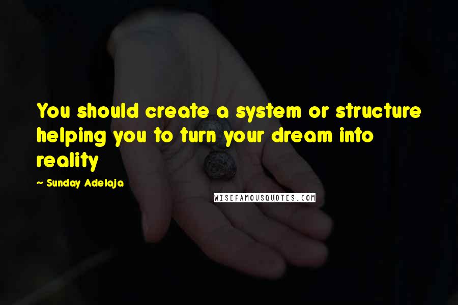 Sunday Adelaja Quotes: You should create a system or structure helping you to turn your dream into reality