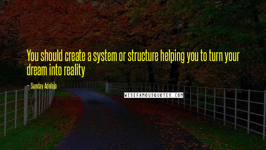 Sunday Adelaja Quotes: You should create a system or structure helping you to turn your dream into reality