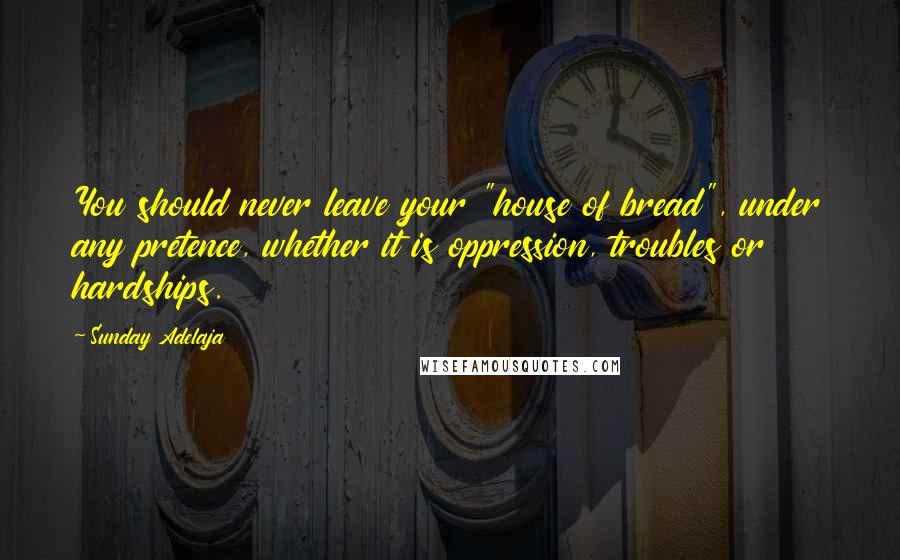 Sunday Adelaja Quotes: You should never leave your "house of bread", under any pretence, whether it is oppression, troubles or hardships.