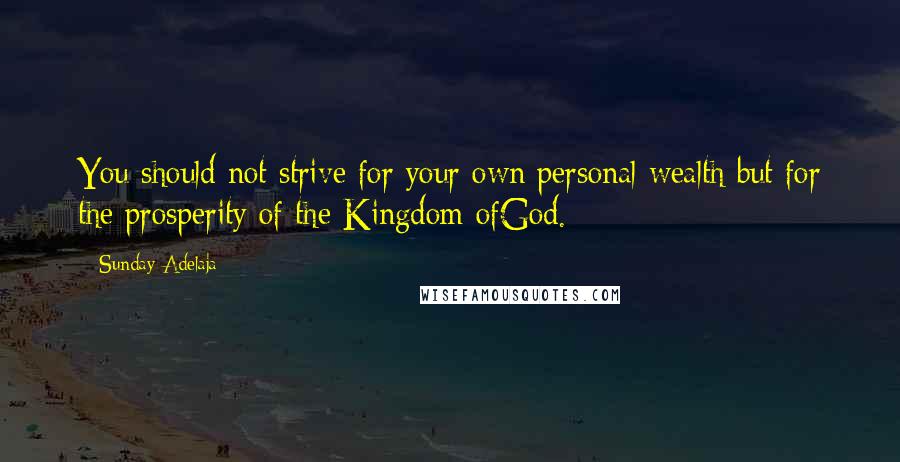 Sunday Adelaja Quotes: You should not strive for your own personal wealth but for the prosperity of the Kingdom ofGod.