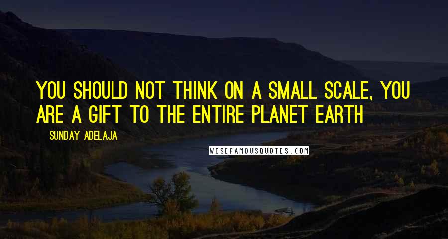 Sunday Adelaja Quotes: You should not think on a small scale, you are a gift to the entire planet earth