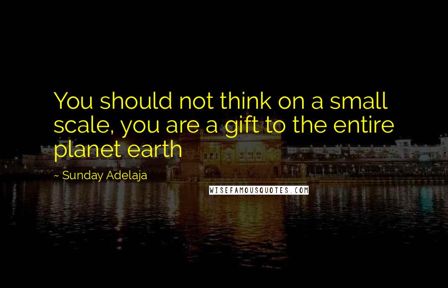 Sunday Adelaja Quotes: You should not think on a small scale, you are a gift to the entire planet earth