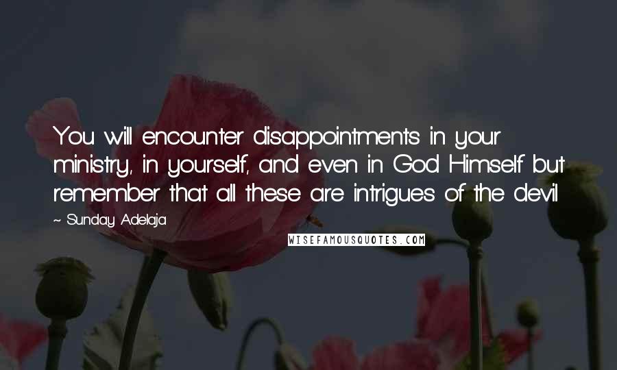 Sunday Adelaja Quotes: You will encounter disappointments in your ministry, in yourself, and even in God Himself but remember that all these are intrigues of the devil