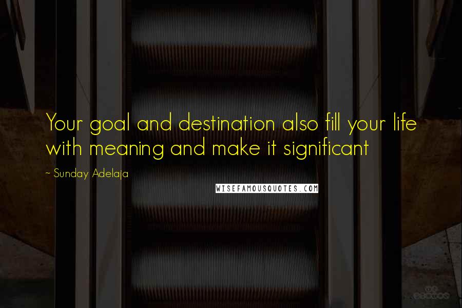 Sunday Adelaja Quotes: Your goal and destination also fill your life with meaning and make it significant
