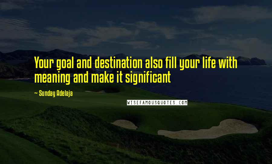 Sunday Adelaja Quotes: Your goal and destination also fill your life with meaning and make it significant