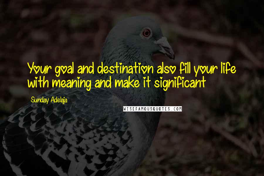 Sunday Adelaja Quotes: Your goal and destination also fill your life with meaning and make it significant