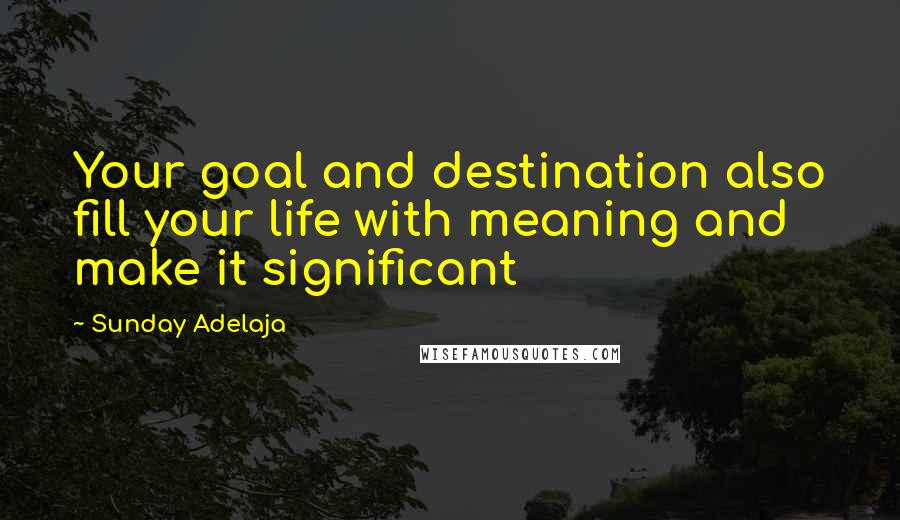 Sunday Adelaja Quotes: Your goal and destination also fill your life with meaning and make it significant
