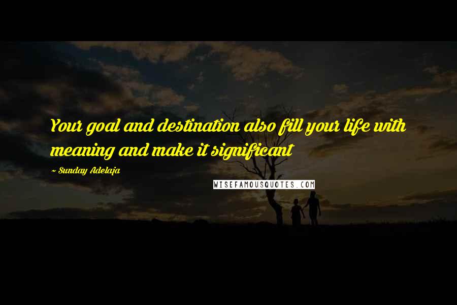 Sunday Adelaja Quotes: Your goal and destination also fill your life with meaning and make it significant