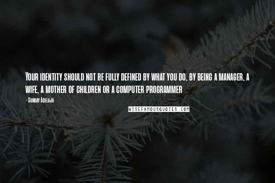 Sunday Adelaja Quotes: Your identity should not be fully defined by what you do, by being a manager, a wife, a mother of children or a computer programmer