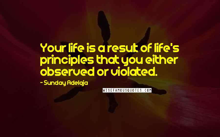 Sunday Adelaja Quotes: Your life is a result of life's principles that you either observed or violated.