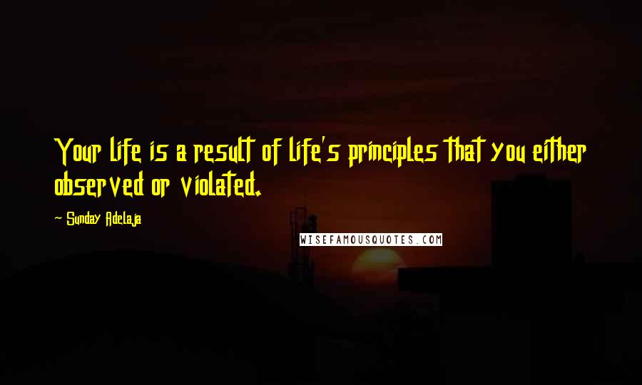 Sunday Adelaja Quotes: Your life is a result of life's principles that you either observed or violated.