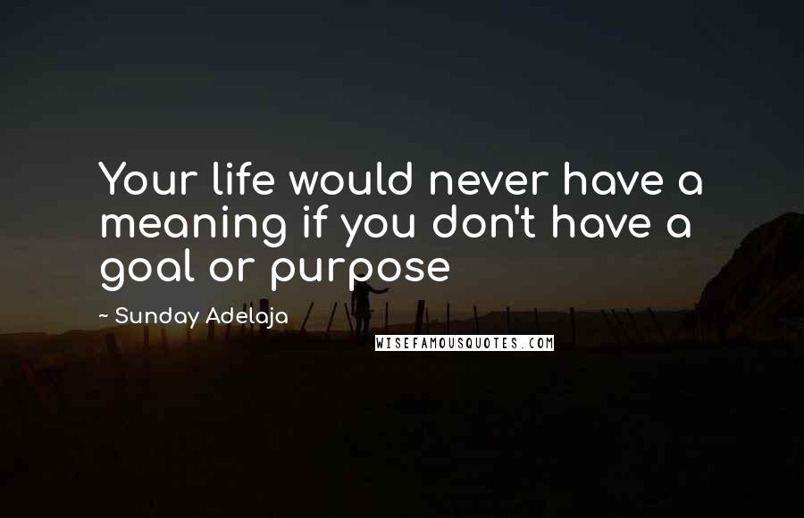 Sunday Adelaja Quotes: Your life would never have a meaning if you don't have a goal or purpose