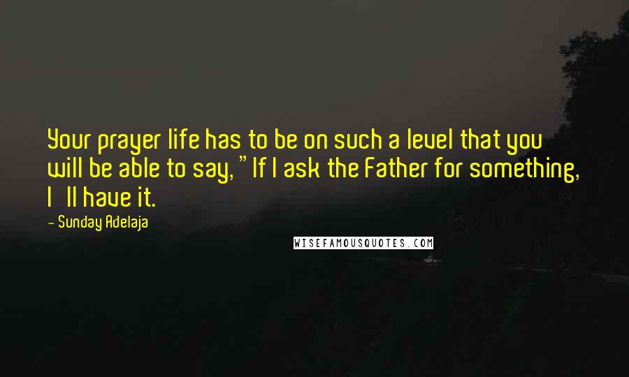 Sunday Adelaja Quotes: Your prayer life has to be on such a level that you will be able to say, "If I ask the Father for something, I'll have it.