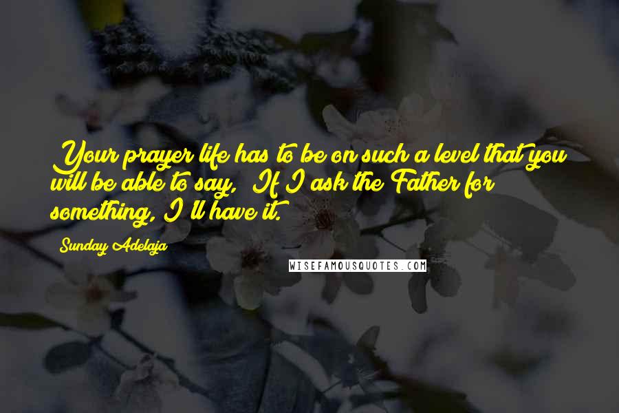 Sunday Adelaja Quotes: Your prayer life has to be on such a level that you will be able to say, "If I ask the Father for something, I'll have it.