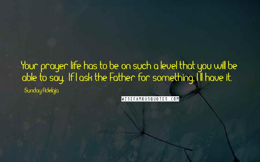 Sunday Adelaja Quotes: Your prayer life has to be on such a level that you will be able to say, "If I ask the Father for something, I'll have it.