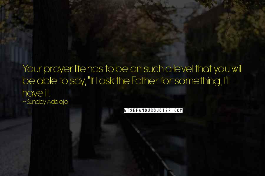 Sunday Adelaja Quotes: Your prayer life has to be on such a level that you will be able to say, "If I ask the Father for something, I'll have it.