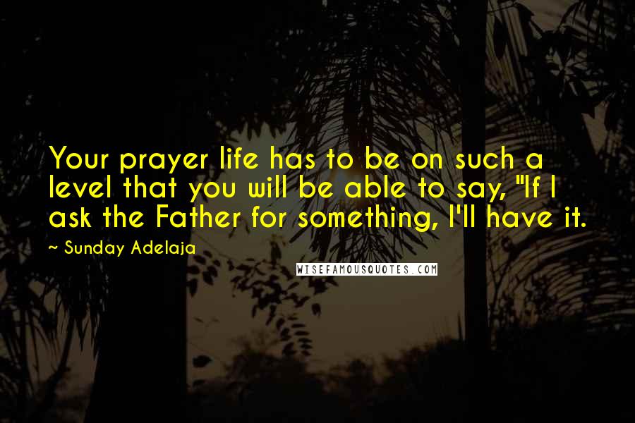 Sunday Adelaja Quotes: Your prayer life has to be on such a level that you will be able to say, "If I ask the Father for something, I'll have it.