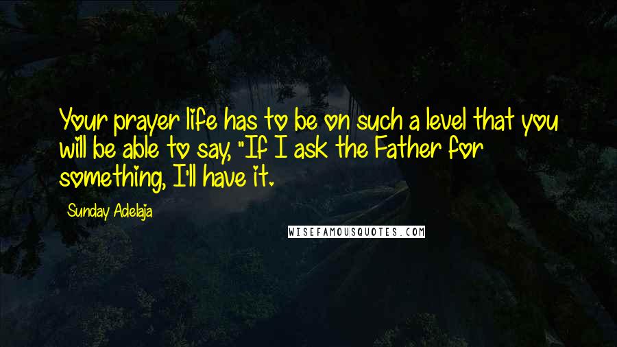 Sunday Adelaja Quotes: Your prayer life has to be on such a level that you will be able to say, "If I ask the Father for something, I'll have it.
