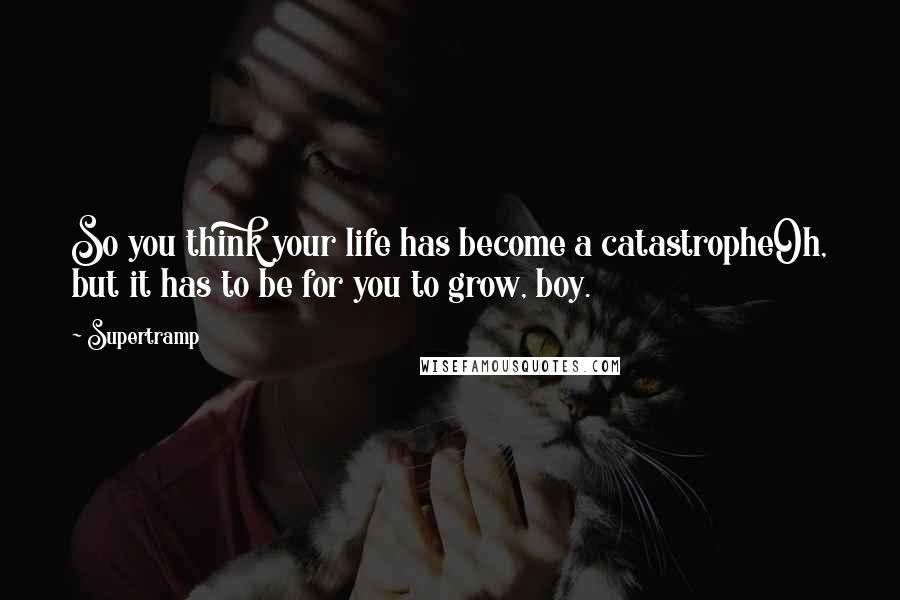 Supertramp Quotes: So you think your life has become a catastropheOh, but it has to be for you to grow, boy.